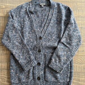 J. Crew Blue Speckled Cardigan Sweater